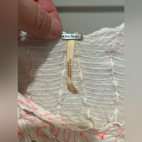 Free People Embroidered Lace Tie-Front Top Sz M - Picture 3 of 8